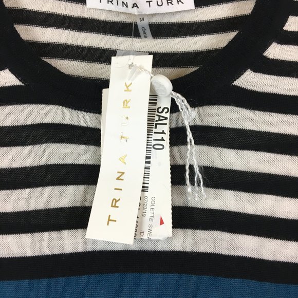 Trina Turk Stripe 100% Merino Wool Colette Sweater - Picture 8 of 8